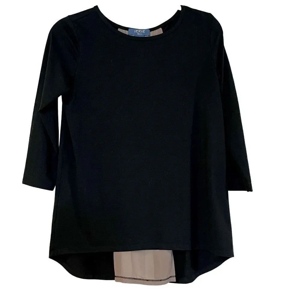 Verve Blues Women’s Black 3/4 Sleeves Open to Tan Chiffon in Back Small